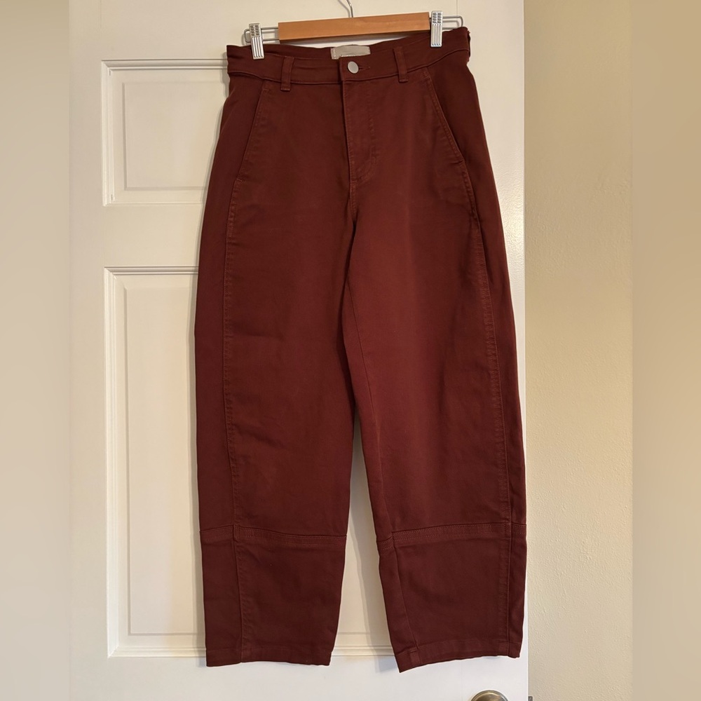 Everlane High-Rise Burgundy Horseshoe/Barrel Pants